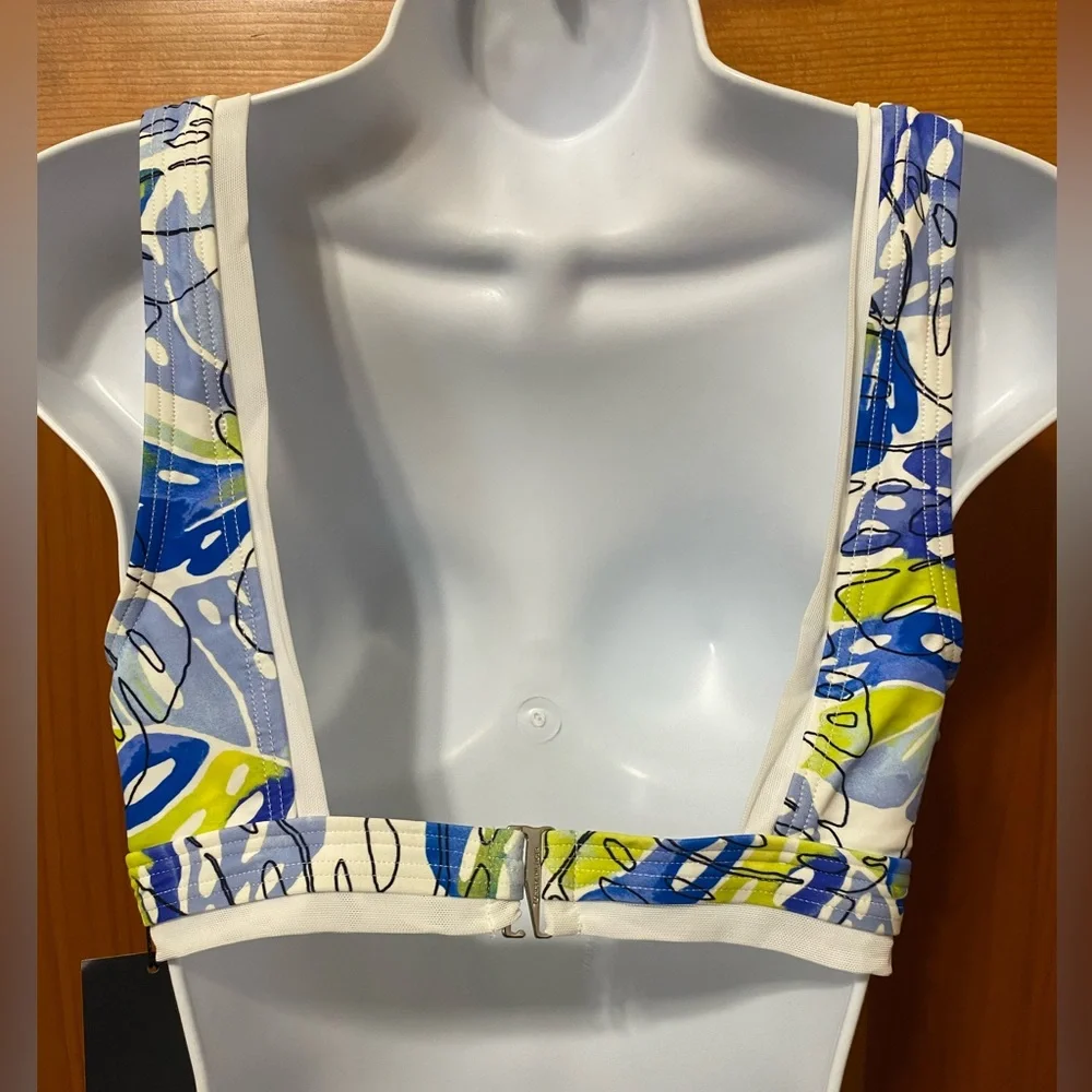 NWT Tommy Hilfiger Multi Printed Mesh-Trim Bikini Swim Top - Picture 4 of 4